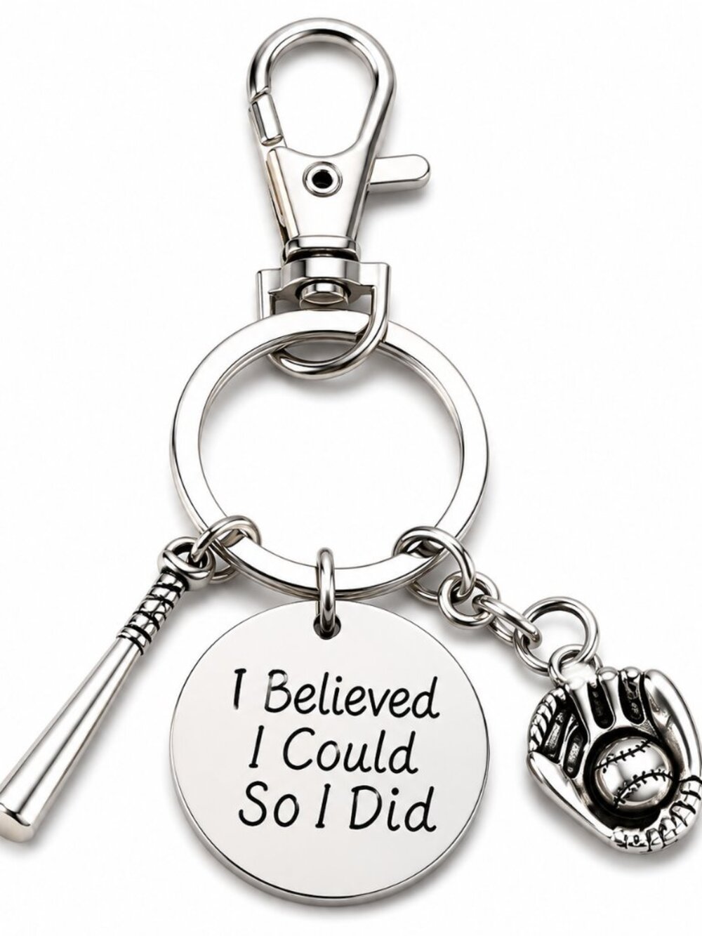 Baseball Keychain, Bat & Ball Charm Keychain